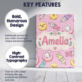 Personalised Name Cute Bunny Ice Cream Custom  Modern Room Accent Elegant Feature Canvas Wall Art Print Decor Picture Ready to Hang