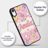 Cute Bunny Ice Cream Donut Chick Kawaii Seamless Custom Name Protective Phone Case Mobile Cover Durable Everyday Smartphone Shock Resistant
