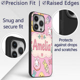 Cute Bunny Ice Cream Donut Chick Kawaii Seamless Custom Name Protective Phone Case Mobile Cover Durable Everyday Smartphone Shock Resistant