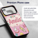 Cute Bunny Ice Cream Donut Chick Kawaii Seamless Custom Name Protective Phone Case Mobile Cover Durable Everyday Smartphone Shock Resistant