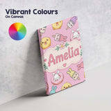 Personalised Name Cute Bunny Ice Cream Custom  Modern Room Accent Elegant Feature Canvas Wall Art Print Decor Picture Ready to Hang