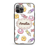 Cute Bunny Ice Cream Donut Chick Kawaii Seamless Custom Name Protective Phone Case Mobile Cover Durable Everyday Smartphone Shock Resistant