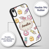 Cute Bunny Ice Cream Donut Chick Kawaii Seamless Custom Name Protective Phone Case Mobile Cover Durable Everyday Smartphone Shock Resistant