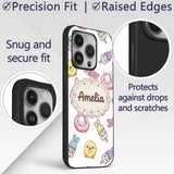 Cute Bunny Ice Cream Donut Chick Kawaii Seamless Custom Name Protective Phone Case Mobile Cover Durable Everyday Smartphone Shock Resistant