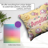 Custom Name Bunny Donut Ice Cream Kawaii Dessert Seamless Yellow Square Filled Cushion Throw Pillow Sofa Bed Home Decor Zip Washable UK Made