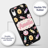 Cute Bunny Donut Ice Cream Kawaii Printed Design Custom Name Protective Phone Case Mobile Cover Durable Everyday Smartphone Shock Resistant