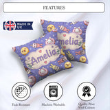 Custom Name Bunny Donut Ice Cream Kawaii Dessert Seamless Purple Square Filled Cushion Throw Pillow Sofa Bed Home Decor Zip Washable UK Made