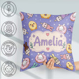 Custom Name Bunny Donut Ice Cream Kawaii Dessert Seamless Purple Square Filled Cushion Throw Pillow Sofa Bed Home Decor Zip Washable UK Made