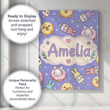 Personalised Name Cute Bunny Donut Ice Custom  Modern Room Accent Elegant Feature Canvas Wall Art Print Decor Picture Ready to Hang