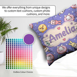 Custom Name Bunny Donut Ice Cream Kawaii Dessert Seamless Purple Square Filled Cushion Throw Pillow Sofa Bed Home Decor Zip Washable UK Made