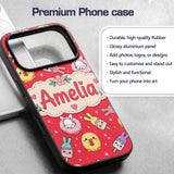 Cute Bunny Donut Ice Cream Kawaii Printed Design Custom Name Protective Phone Case Mobile Cover Durable Everyday Smartphone Shock Resistant