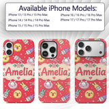 Cute Bunny Donut Ice Cream Kawaii Printed Design Custom Name Protective Phone Case Mobile Cover Durable Everyday Smartphone Shock Resistant