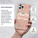 Cute Rainbow Bunny Flower Easter Egg Seamless Custom Name Protective Phone Case Mobile Cover Durable Everyday Smartphone Shock Resistant