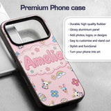 Cute Rainbow Bunny Flower Easter Egg Seamless Custom Name Protective Phone Case Mobile Cover Durable Everyday Smartphone Shock Resistant