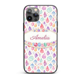 Soft Pastel Gemstone Seamless Light Background Custom Name Protective Phone Case Mobile Cover Durable Everyday Smartphone Shock Resistant