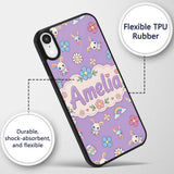 Cute Rainbow Bunny Flower Easter Egg Seamless Custom Name Protective Phone Case Mobile Cover Durable Everyday Smartphone Shock Resistant