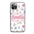 Cute Rainbow Bunny Flower Easter Egg Seamless Custom Name Protective Phone Case Mobile Cover Durable Everyday Smartphone Shock Resistant