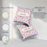 Custom Name Pastel Gemstone Seamless Light Background Watercolor Square Filled Cushion Throw Pillow Sofa Bed Home Decor Zip Washable UK Made