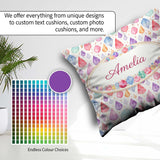 Custom Name Pastel Gemstone Seamless Light Background Watercolor Square Filled Cushion Throw Pillow Sofa Bed Home Decor Zip Washable UK Made