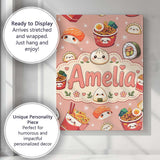 Personalised Name Cute Kawaii Sushi Ramen Custom  Unique Gift Idea Elegant Feature Canvas Wall Art Print Decor Picture Ready to Hang