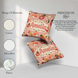 Custom Name Kawaii Sushi Ramen Dumpling Asian Food Pattern Peach Square Filled Cushion Throw Pillow Sofa Bed Home Decor Zip Washable UK Made