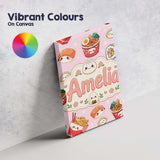 Personalised Name Kawaii Sushi Ramen Custom Premium Decorative Design Modern Room Accent Canvas Wall Art Print Decor Picture Ready to Hang