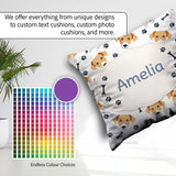 Custom Name Dog Faces Paw Prints Bones White Background Seamless Square Filled Cushion Throw Pillow Sofa Bed Home Decor Zip Washable UK Made