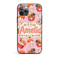Kawaii Sushi Ramen Dumpling Asian Food Seamless Custom Name Protective Phone Case Mobile Cover Durable Everyday Smartphone Shock Resistant