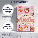 Personalised Name Kawaii Sushi Ramen Custom Premium Decorative Design Modern Room Accent Canvas Wall Art Print Decor Picture Ready to Hang