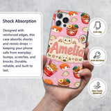 Kawaii Sushi Ramen Dumpling Asian Food Seamless Custom Name Protective Phone Case Mobile Cover Durable Everyday Smartphone Shock Resistant
