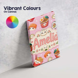 Personalised Name Kawaii Sushi Ramen Custom Premium Decorative Design Modern Room Accent Canvas Wall Art Print Decor Picture Ready to Hang