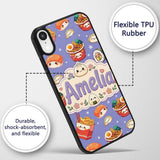 Kawaii Sushi Ramen Dumpling Asian Food Seamless Custom Name Protective Phone Case Mobile Cover Durable Everyday Smartphone Shock Resistant