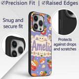 Kawaii Sushi Ramen Dumpling Asian Food Seamless Custom Name Protective Phone Case Mobile Cover Durable Everyday Smartphone Shock Resistant