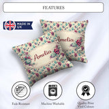 Custom Name Colorful Confetti Gemstone Background Playful Design Square Filled Cushion Throw Pillow Sofa Bed Home Decor Zip Washable UK Made