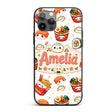 Kawaii Sushi Ramen Dumpling Asian Food Seamless Custom Name Protective Phone Case Mobile Cover Durable Everyday Smartphone Shock Resistant