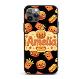 Cute Kawaii Burger Fries Hotdog Printed Design Custom Name Protective Phone Case Mobile Cover Durable Everyday Smartphone Shock Resistant