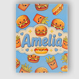 Personalised Name Cute Kawaii Burger Fries Custom  Unique Gift Idea Elegant Feature Canvas Wall Art Print Decor Picture Ready to Hang