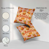 Custom Name Kawaii Burger Fries Fast Food Seamless Pattern Beige Square Filled Cushion Throw Pillow Sofa Bed Home Decor Zip Washable UK Made