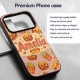 Cute Kawaii Burger Fries Hotdog Printed Design Custom Name Protective Phone Case Mobile Cover Durable Everyday Smartphone Shock Resistant