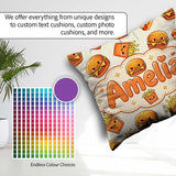 Custom Name Kawaii Burger Fries Fast Food Seamless Pattern Light Square Filled Cushion Throw Pillow Sofa Bed Home Decor Zip Washable UK Made