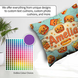 Custom Name Kawaii Burger Hotdog Fast Food Seamless Pattern Mint Square Filled Cushion Throw Pillow Sofa Bed Home Decor Zip Washable UK Made