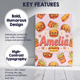 Personalised Name Cute Kawaii Burger Fries Custom  Unique Gift Idea Elegant Feature Canvas Wall Art Print Decor Picture Ready to Hang