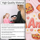 Cute Kawaii Burger Fries Hotdog Fast Food Seamless Pattern Soft  Personalised Custom Name Super Soft Fleece Blanket Bed Sofa Throw
