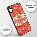 Cute Kawaii Burger Fries Hotdog Printed Design Custom Name Protective Phone Case Mobile Cover Durable Everyday Smartphone Shock Resistant
