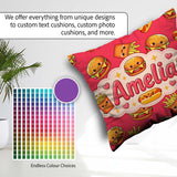 Custom Name Kawaii Burger Fries Hotdog Fast Seamless Pattern Red Square Filled Cushion Throw Pillow Sofa Bed Home Decor Zip Washable UK Made