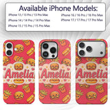 Cute Kawaii Burger Fries Hotdog Printed Design Custom Name Protective Phone Case Mobile Cover Durable Everyday Smartphone Shock Resistant