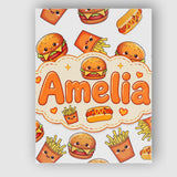 Personalised Name Cute Kawaii Burger Fries Custom  Unique Gift Idea Elegant Feature Canvas Wall Art Print Decor Picture Ready to Hang