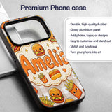 Kawaii Burger Fries Hotdog Fast Food Seamless Custom Name Protective Phone Case Mobile Cover Durable Everyday Smartphone Shock Resistant
