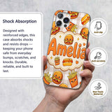 Kawaii Burger Fries Hotdog Fast Food Seamless Custom Name Protective Phone Case Mobile Cover Durable Everyday Smartphone Shock Resistant