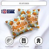 Custom Name Kawaii Burger Hotdog Fast Food Seamless Pattern Mint Square Filled Cushion Throw Pillow Sofa Bed Home Decor Zip Washable UK Made